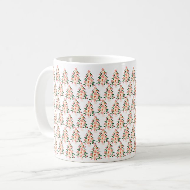 trendige, moderne, helle Farben festliche Weihnach Kaffeetasse (Vorderseite Links)