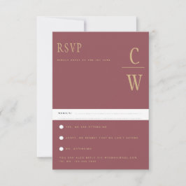 Trendige moderne Rose Pink Gold Wedding RSVP Karte