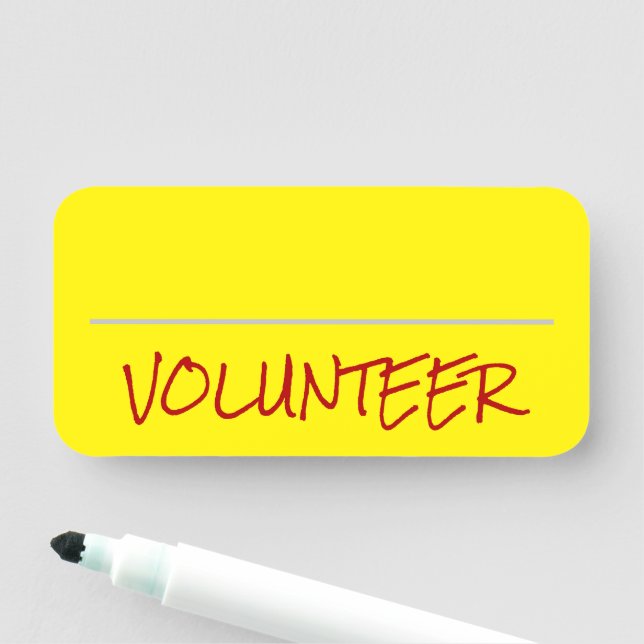 Trendige, moderne "VOLUNTEER"-Namensmarke Namensschild (Beispiel)