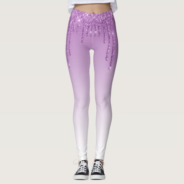 trendige Monogramm-lila Gliedmaßen Leggings (Vorderseite)