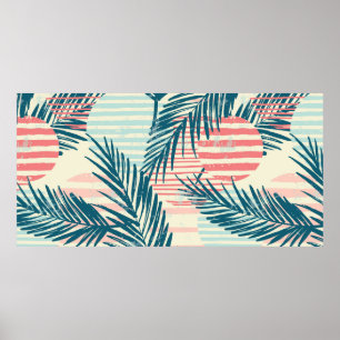 Trendige, nahtlose exotische Muster mit Palm und H Poster