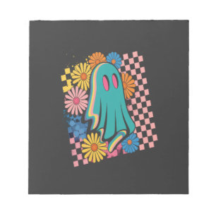Trendige Neon-Blumen-Geist Halloween Notizblock