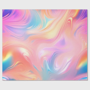 Trendige Neon-Pink-Blau-Gelb-Abstrakte Wellen Geschenkpapier