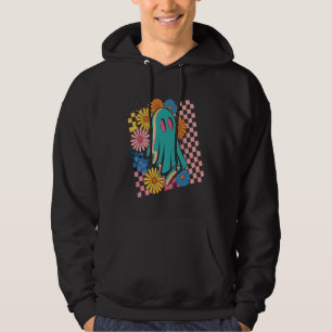 Trendige neonfarbene Blumen Geist Halloween Hoodie