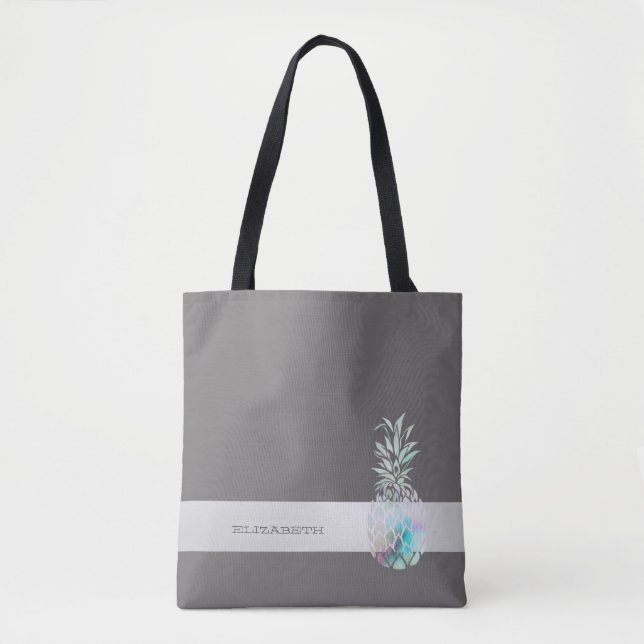 Trendige Niedliche Ananas, Streifen -Personalisier Tasche (Vorderseite)