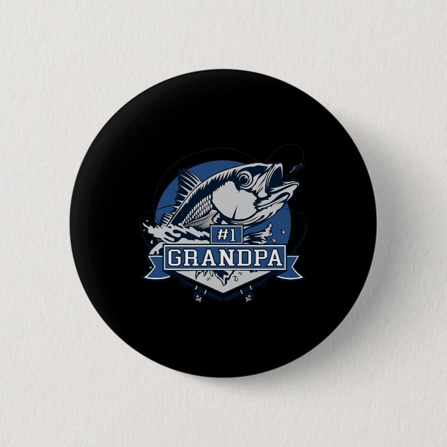 Trendige Nummer 1 Opa-Angler-Logo  Button (Vorderseite)