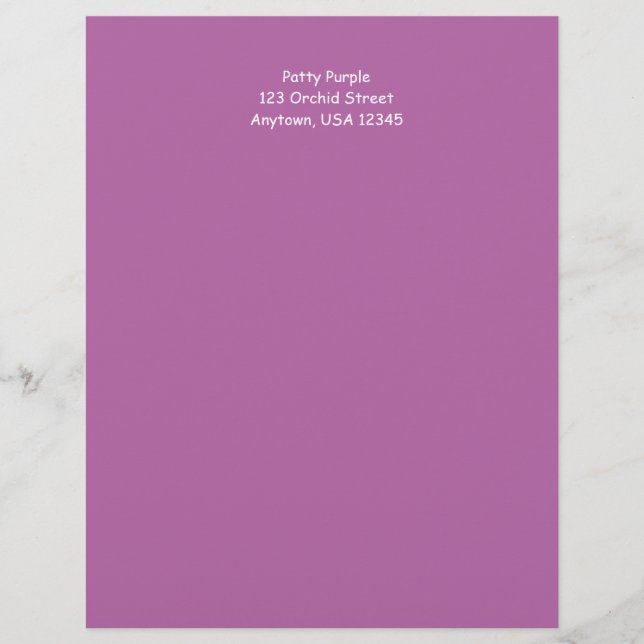 Trendige Orchid-Lila Letterhead, kundenspezifisch Briefbogen (Vorderseite)