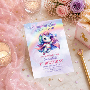Trendige Pastell-Einhorn-Geburtstagsfeier in Einladung