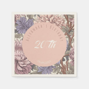 Trendige pastellfarbene retro Blumen Pink Blau Geb Serviette