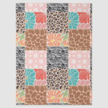 Trendige Patchwork-Tierdruck- und Blumen-Geschenkt