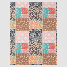 Trendige Patchwork-Tierdruck- und Blumen-Geschenkt Seidenpapier