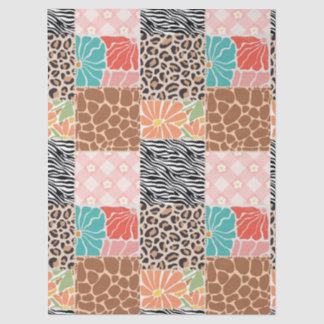 Trendige Patchwork-Tierdruck- und Blumen-Geschenkt Seidenpapier