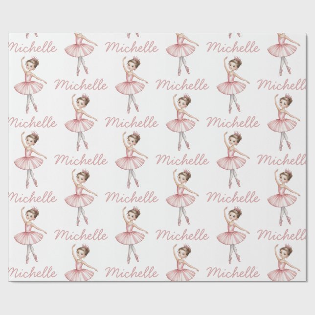 Trendige personalisierte Ballet-Ballerina-Tänzerin Geschenkpapier (Flach)
