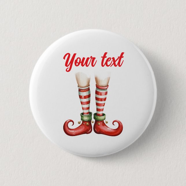 Trendige personalisierte Weihnachtsfeiertage Elf F Button (Vorderseite)