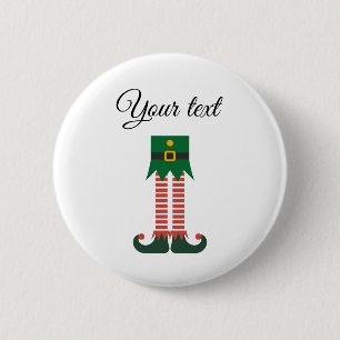 Trendige personalisierte Weihnachtsferien-Elfenfüß Button