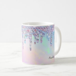 Trendige Regenbogen-Glitter-Tropfen Holografisch Kaffeetasse