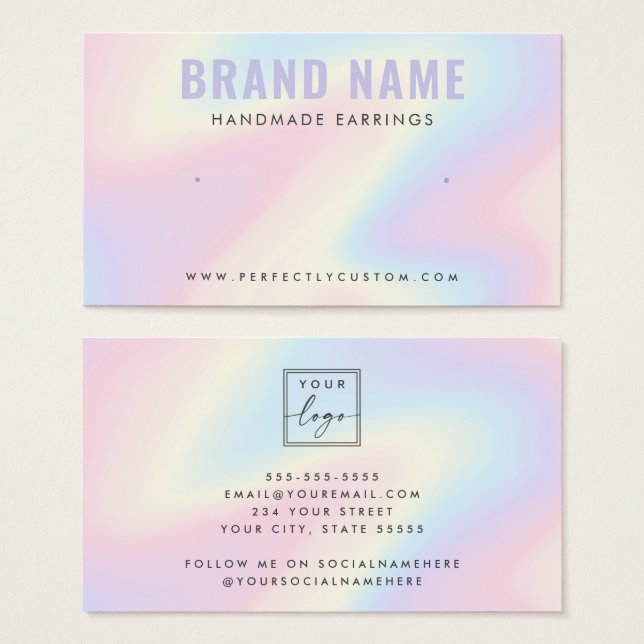 Trendige Regenbogen-Logo-Stud-Ohrhänger-Display (Vorne & Hinten)