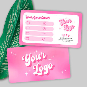 Trendige Retro-Rosa Wimpern Schönheitssalon-Logo Terminkarte