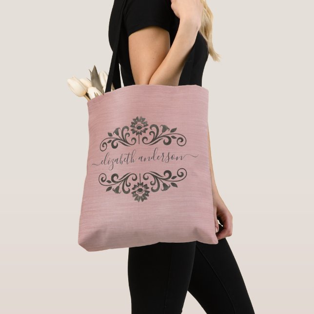 Trendige rosa Monogramm-Name-Script-Tasche Tasche (Von Nahem)