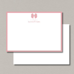 Trendige rosa Rosen-Schleifen-Rahmen-Name Hochzeit Mitteilungskarte