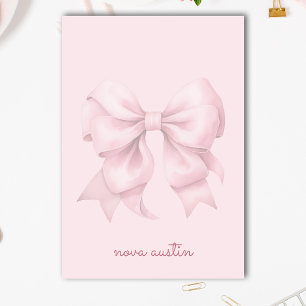 Trendige rosa Schleife personalisiert mit Namen un Post-it Klebezettel