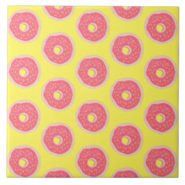 Trendige rosa Sprinkles-Donuts Lustiges Muster Fliese