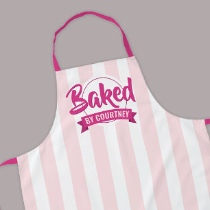 Trendige rosa Streifen Girly-Bäckerei-Konditor Cat Schürze