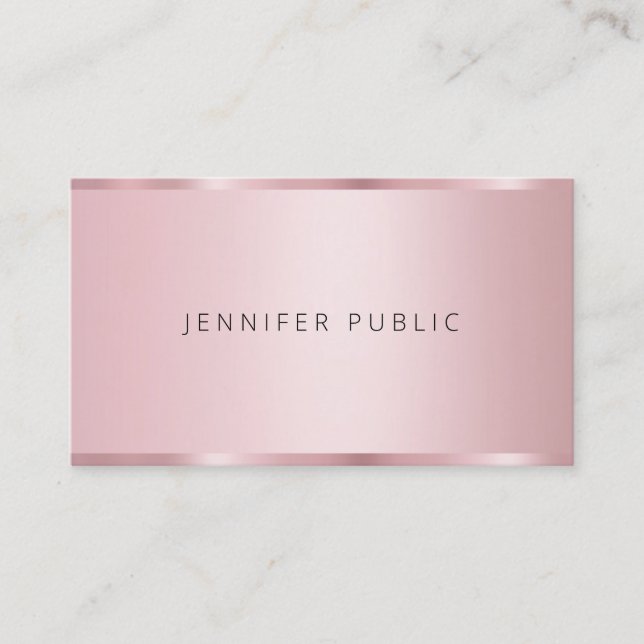 Trendige Rose Gold Farbvorlage Modernes Elegantes Visitenkarte (Vorderseite)