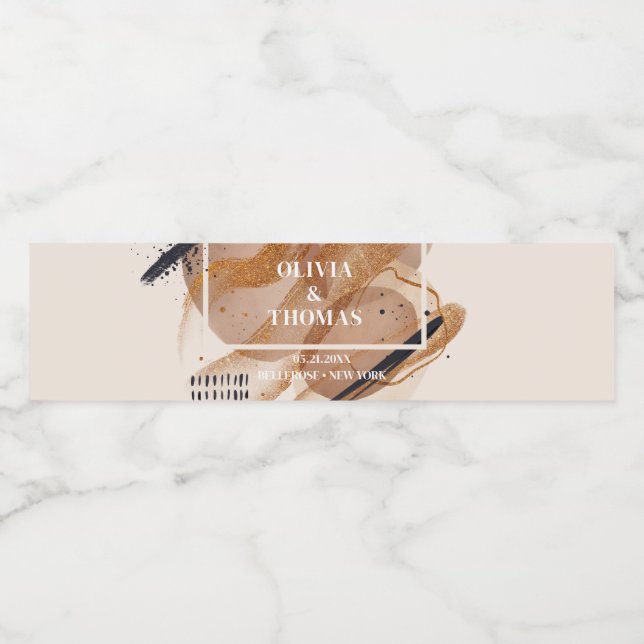 Trendige Rose Gold Glitzer Terrakotta abstrakt fet (Einzelnes Label)