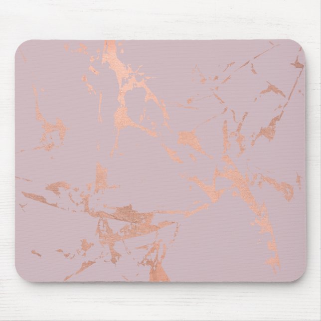 Trendige Rose Gold Marmormuster auf Blush Mousepad (Vorne)