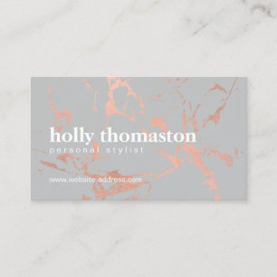 Trendige Rose Gold-Marmormuster auf Grau-Designer Visitenkarte