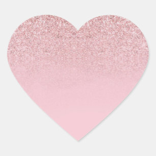 Trendige Roségold-Glitter-Leer-Vorlage Modern Herz-Aufkleber