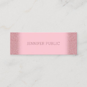 Trendige Roségold Glitter Vorlage Modern Elegant Mini Visitenkarte