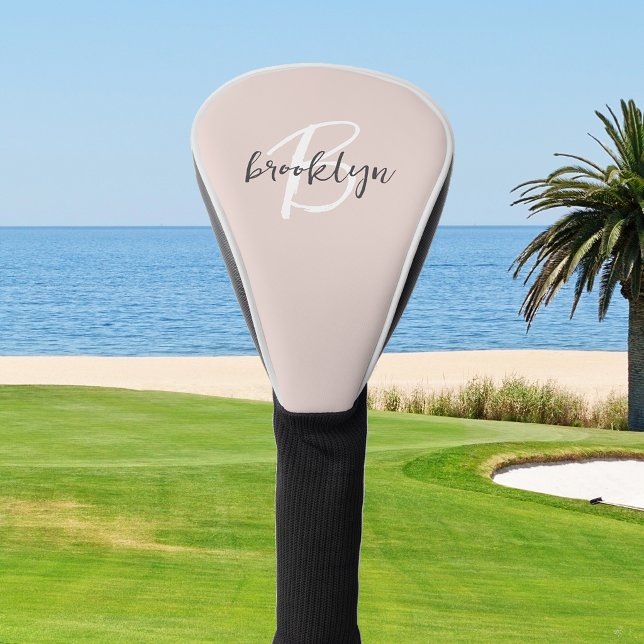 Trendige roségraye Schriftmonogramm Golf Headcover (Von Creator hochgeladen)