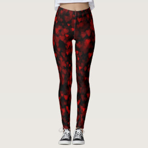 Trendige rote Bokeh-Herzen Leggings