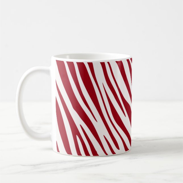 Trendige rote Zebra-Tier-Streifen Kaffeetasse (Links)