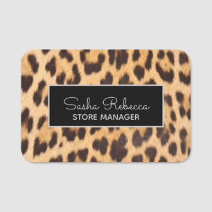 Trendige Safari-Leoparden-Spots Cheetah Print Namensschild