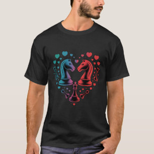 Trendige Schachfiguren Ritter Herzform T-Shirt