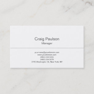 Trendige Schlichte Schwarz-weiß Manager Business C Visitenkarte