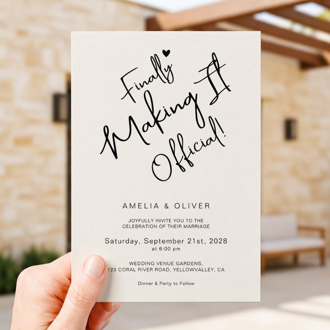 Trendige Schriftart: Endlich offiziell heiraten Einladung (Von Creator hochgeladen)