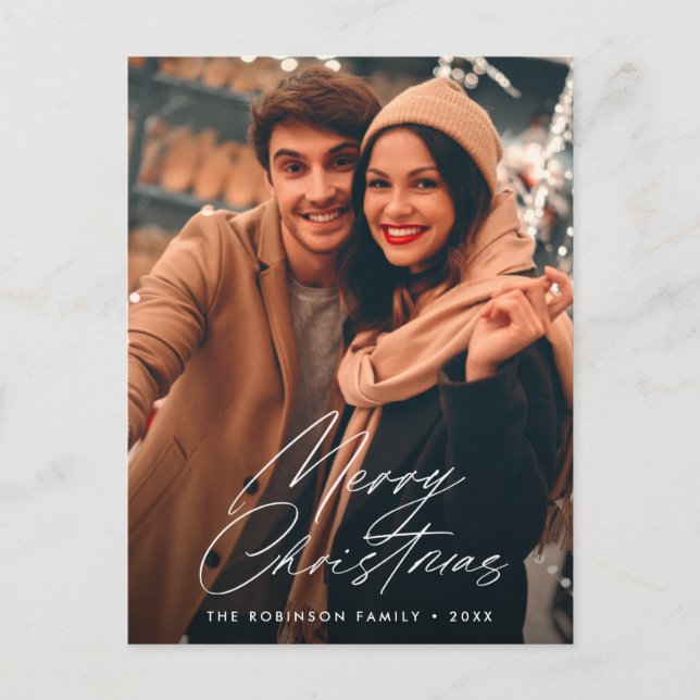 trendige Schriftzeichen fröhlich Weihnachten Postkarte (Vorderseite)