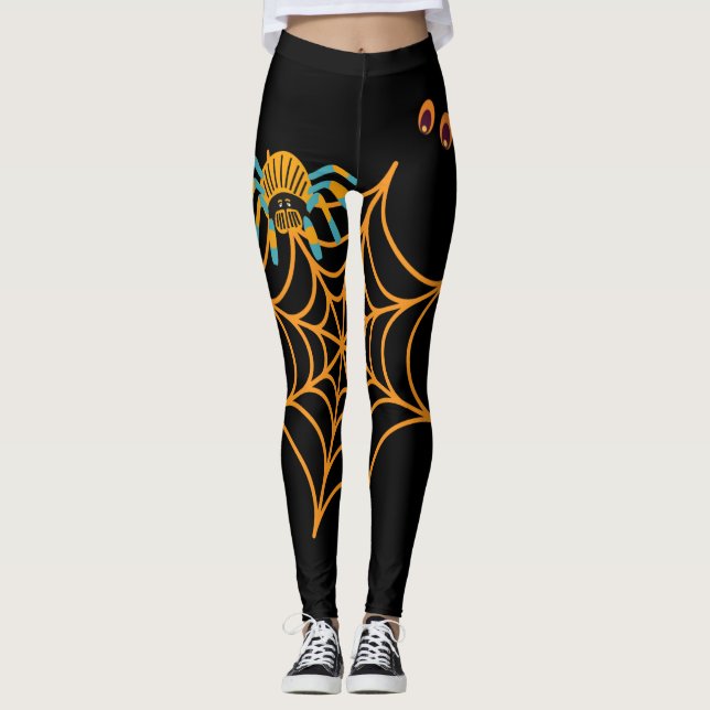 trendige, schwarz-schöne Spider Web-Leggings Leggings (Vorderseite)