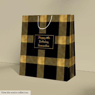 Trendige schwarze Gold-Glitter-Geschenktasche zum Mittlere Geschenktüte