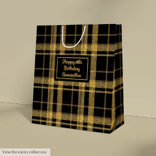 Trendige schwarze Gold-Glitter-Geschenktasche zum  Mittlere Geschenktüte