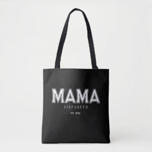 Trendige schwarze Mama mit Name und EST. Jahr Tasche