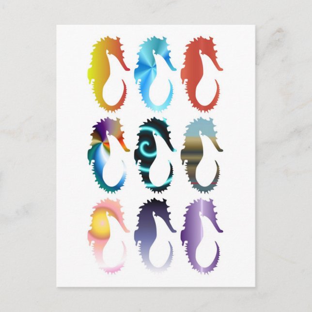 trendige Seepferde Postkarte (Vorderseite)