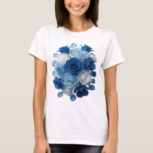 Trendige silberne BLAUE ROSEN 3D-Textkunst T-Shirt