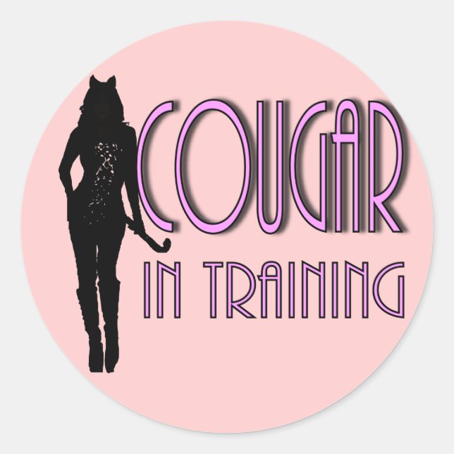 trendige Silhouette-Cougar im Training Runder Aufkleber (Vorderseite)