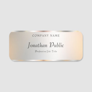 Trendige Silver Template Elegant Modernes Beruflic Namensschild