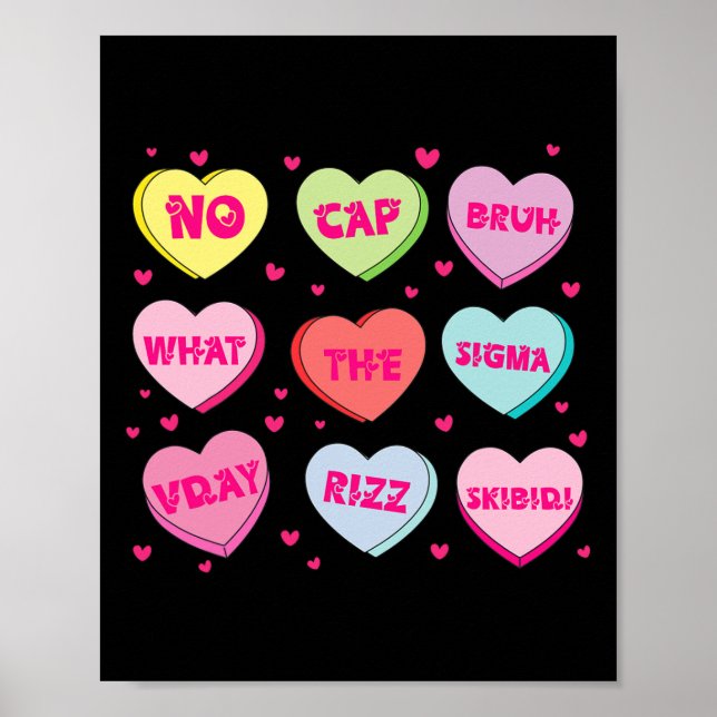 Trendige Slang-Gesprächsherzen Valentinstag D Poster (Vorne)